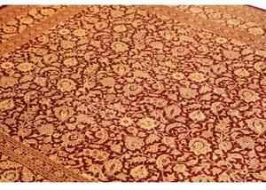 Tappeto Ghom Seta Floreale Rosso Avorio 162x240 Cm