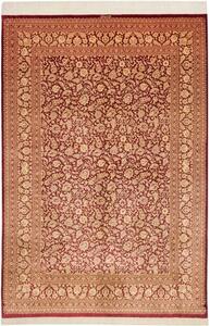 Tappeto Ghom Seta Floreale Rosso Avorio 162x240 Cm