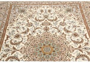 Tappeto Isfahan Medaglione Floreale Avorio Sabbia 155x240 Cm