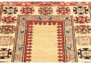 Tappeto Kazak Fine Geometrico Beige Rosso Mattone Corsia 83x322 Cm