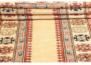 Tappeto Kazak Fine Geometrico Beige Rosso Mattone Corsia 83x322 Cm
