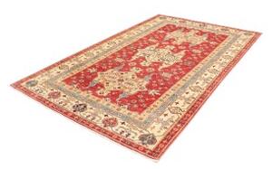 Tappeto Kazak Fine Stilizzato Rosso Avorio 170x264 Cm