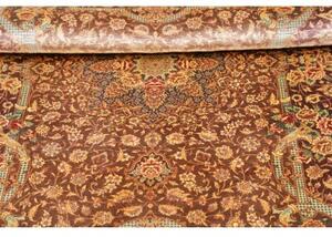 Tappeto Ghom Seta Medaglione Floreale Bordeaux Avorio 77x121 Cm