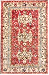Tappeto Kazak Fine Stilizzato Rosso Avorio 170x264 Cm