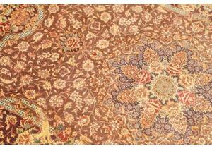 Tappeto Ghom Seta Medaglione Floreale Bordeaux Avorio 77x121 Cm