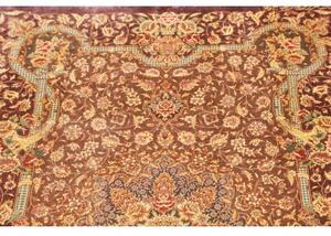 Tappeto Ghom Seta Medaglione Floreale Bordeaux Avorio 77x121 Cm