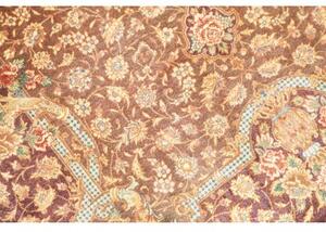 Tappeto Ghom Seta Medaglione Floreale Bordeaux Avorio 77x121 Cm