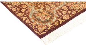 Tappeto Ghom Seta Medaglione Floreale Bordeaux Avorio 77x121 Cm