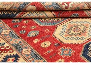 Tappeto Kazak Fine Geometrico Rosso Mattone Blu 148x191 Cm