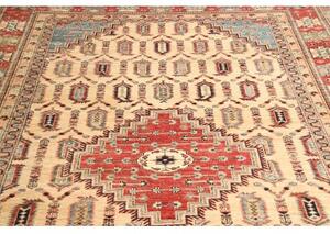 Tappeto Kazak Fine Stilizzato Beige Rosso 206x299 Cm