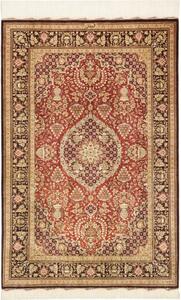 Tappeto Ghom Seta Medaglione Floreale Rosso Avorio 80x120 Cm
