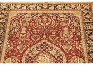 Tappeto Ghom Seta Medaglione Floreale Rosso Avorio 80x120 Cm