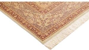 Tappeto Ghom Seta Medaglione Floreale Avorio Rosso Ruggine 160x243 Cm
