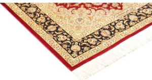 Tappeto Ghom Seta Medaglione Floreale Rosso Blu Scuro 80x121 Cm