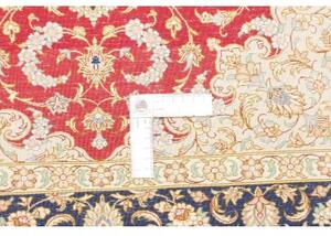 Tappeto Ghom Seta Medaglione Floreale Rosso Blu Scuro 80x121 Cm