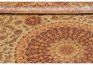 Tappeto Ghom Seta Medaglione Floreale Avorio Rosso Ruggine 160x243 Cm