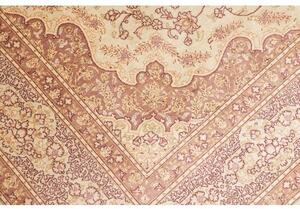 Tappeto Ghom Seta Medaglione Floreale Avorio Rosso Ruggine 160x243 Cm