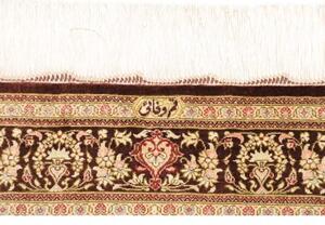 Tappeto Ghom Seta Medaglione Floreale Rosso Avorio 80x120 Cm