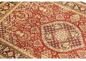 Tappeto Ghom Seta Medaglione Floreale Rosso Avorio 80x120 Cm