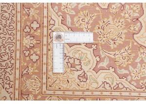 Tappeto Ghom Seta Medaglione Floreale Avorio Rosso Ruggine 160x243 Cm