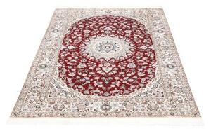 Tappeto Nain 6la Medaglione Floreale Rosso Scuro Avorio 118x168 Cm