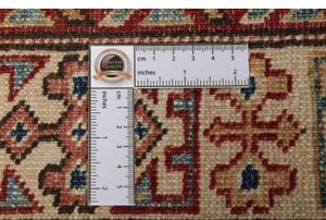 Tappeto Kazak Fine Stilizzato Blu Profondo Rosso Mattone Corsia 79x291 Cm