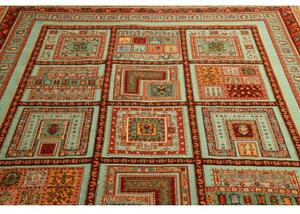 Tappeto Nimbaft Geometrico Verde Salvia Rosso Mattone 210x274 Cm