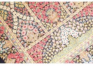 Tappeto Ghom Seta Floreale Blu Scuro Rosso 60x90 Cm