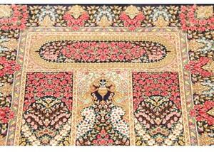 Tappeto Ghom Seta Floreale Blu Scuro Rosso 60x90 Cm