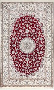 Tappeto Nain 6la Medaglione Floreale Rosso Avorio 135x217 Cm