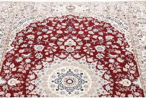 Tappeto Nain 6la Medaglione Floreale Rosso Scuro Avorio 118x168 Cm