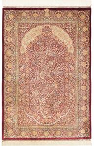 Tappeto Ghom Seta Floreale Borgogna Beige 83x123 Cm