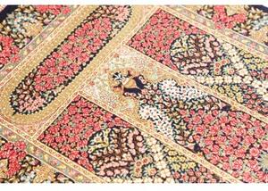Tappeto Ghom Seta Floreale Blu Scuro Rosso 60x90 Cm