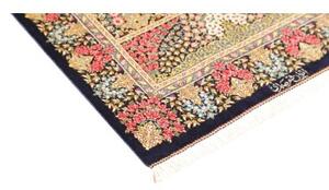 Tappeto Ghom Seta Floreale Blu Scuro Rosso 60x90 Cm