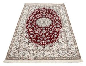 Tappeto Nain 6la Medaglione Floreale Rosso Avorio 135x217 Cm