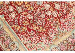 Tappeto Ghom Seta Floreale Rosso Verde 58x87 Cm