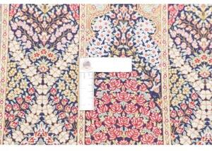 Tappeto Ghom Seta Floreale Blu Scuro Rosso 60x90 Cm