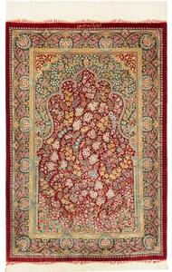 Tappeto Ghom Seta Floreale Rosso Verde 58x87 Cm