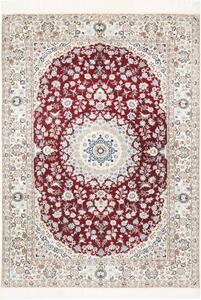 Tappeto Nain 6la Medaglione Floreale Rosso Scuro Avorio 118x168 Cm