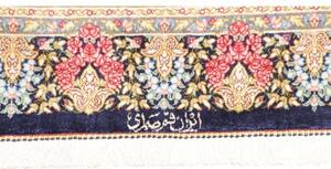 Tappeto Ghom Seta Floreale Blu Scuro Rosso 60x90 Cm