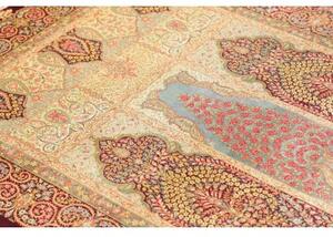 Tappeto Ghom Seta Stilizzato Rosso Scuro Beige 103x157 Cm