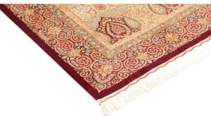 Tappeto Ghom Seta Stilizzato Rosso Scuro Beige 103x157 Cm