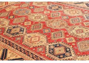 Tappeto Kazak Fine Geometrico Rosso Beige 267x362 Cm