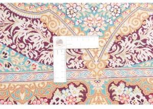 Tappeto Ghom Seta Medaglione Floreale Verde Acqua Bordeaux 102x153 Cm