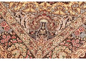 Tappeto Ghom Seta Medaglione Floreale Bordeaux Oro 103x148 Cm