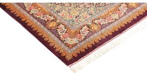 Tappeto Ghom Seta Medaglione Floreale Verde Acqua Bordeaux 102x153 Cm