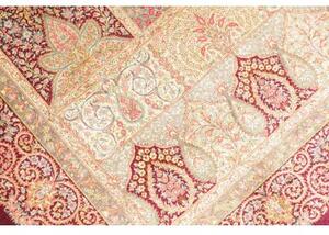 Tappeto Ghom Seta Stilizzato Rosso Scuro Beige 103x157 Cm