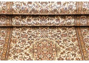Tappeto Kashmir Medaglione Floreale Avorio Rosso Ruggine Corsia 78x272 Cm