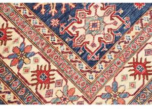 Tappeto Kazak Fine Geometrico Blu Avorio 172x247 Cm