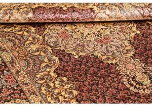 Tappeto Ghom Seta Medaglione Floreale Bordeaux Oro 103x148 Cm